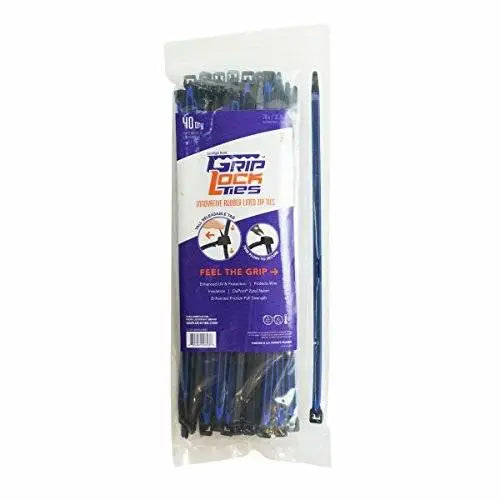 GripLockTies™ 12 inch 70 pound UV Black and Blue 40 bag