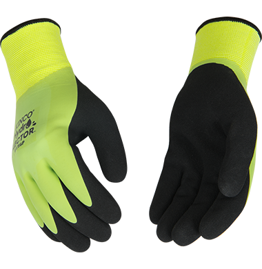 Kinco HYDROFLECTOR™ WATERPROOF HI-VIS GREEN LINED THERMAL KNIT SHELL & DOUBLE-COATED LATEX (Large)